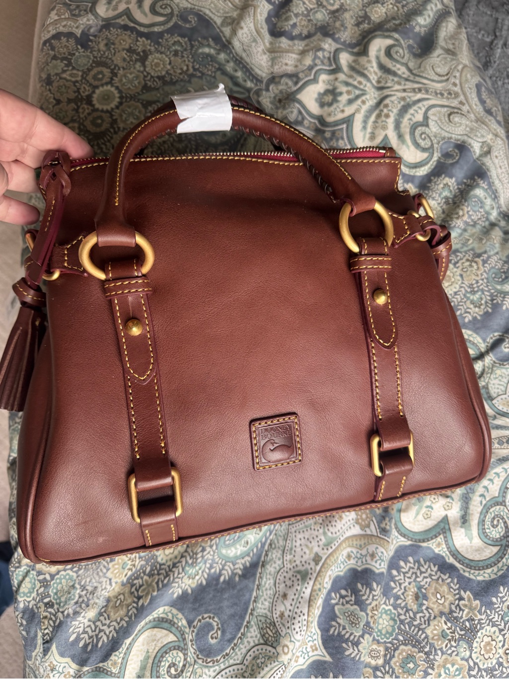 Dooney & Bourke Chestnut Brown Florentine Leather Satchel With Gold Hardware